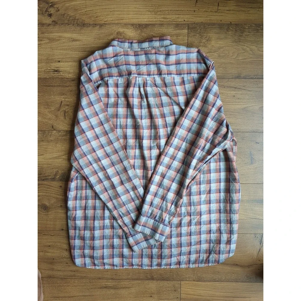 The North Face Shirt Mens 2XL Tan Red‎ Plaid Long Sleeve Button Down Outdoors